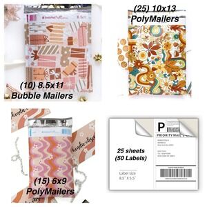 (8.5x11) Bubble‎ Mailers (10x13+6x9) Poly Mailers with Inkjet lables
